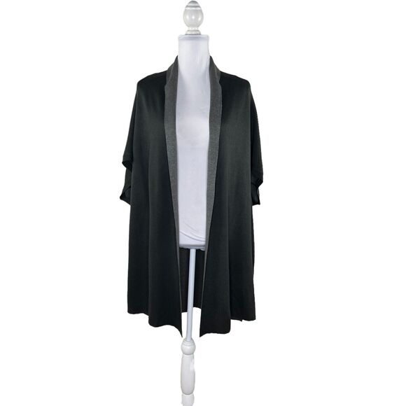 Ronen Chen Size 3 US 10 Long Cardigan Gray Open Front Short Sleeve Lagenlook - Picture 1 of 7